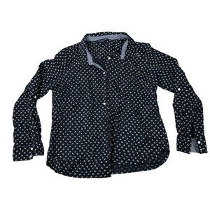 Tommy Hilfiger Mens Shirt Size XL Navy Blue Anchor Long Sleeve Button Up Casual